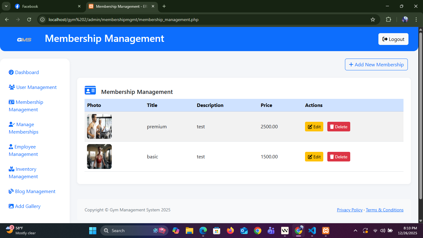 Gym Management System - Class Schedule Management